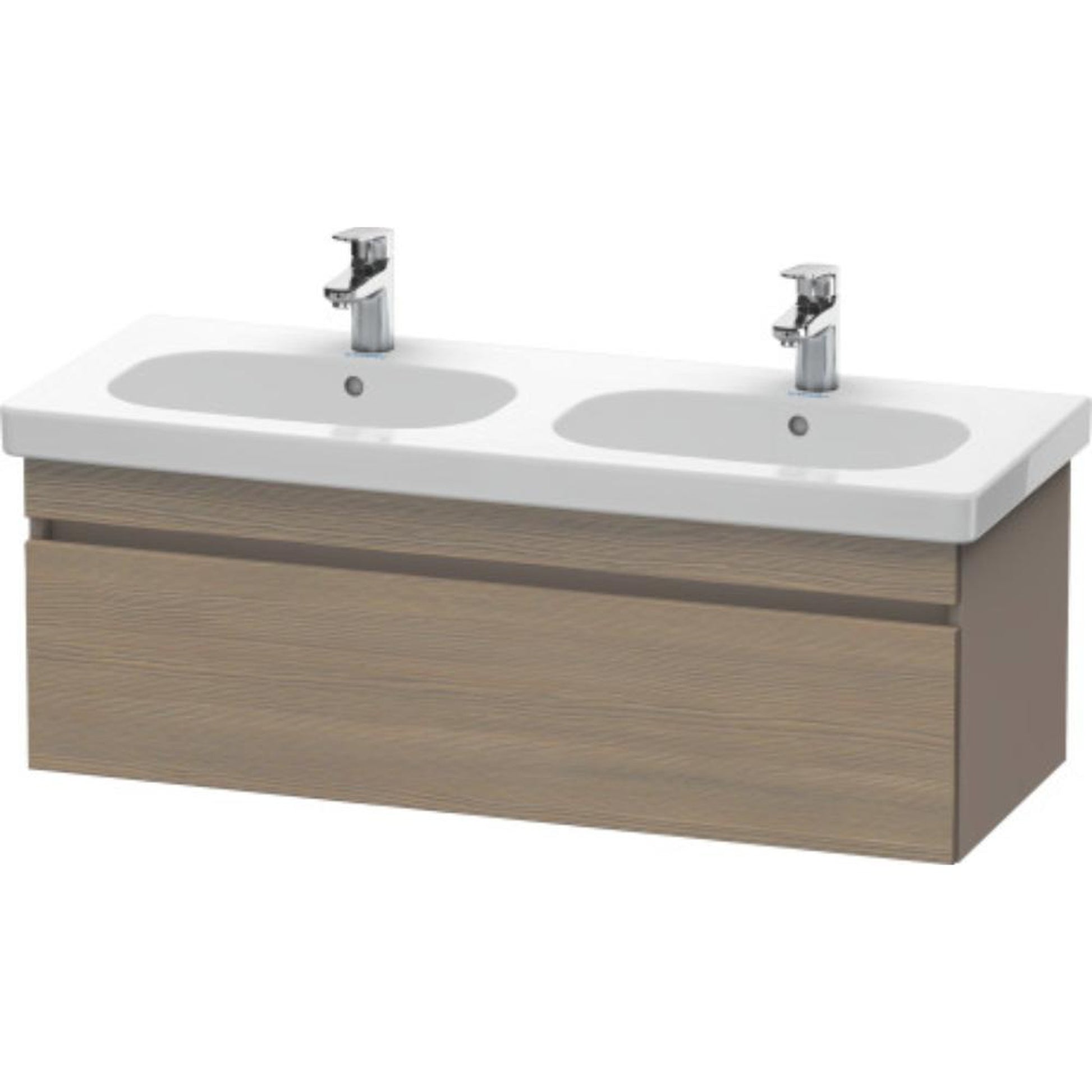 Duravit DuraStyle 45" x 16" x 18" One Drawer Wall-Mount Vanity Unit in Oak Terra and Basalt (DS638603543)