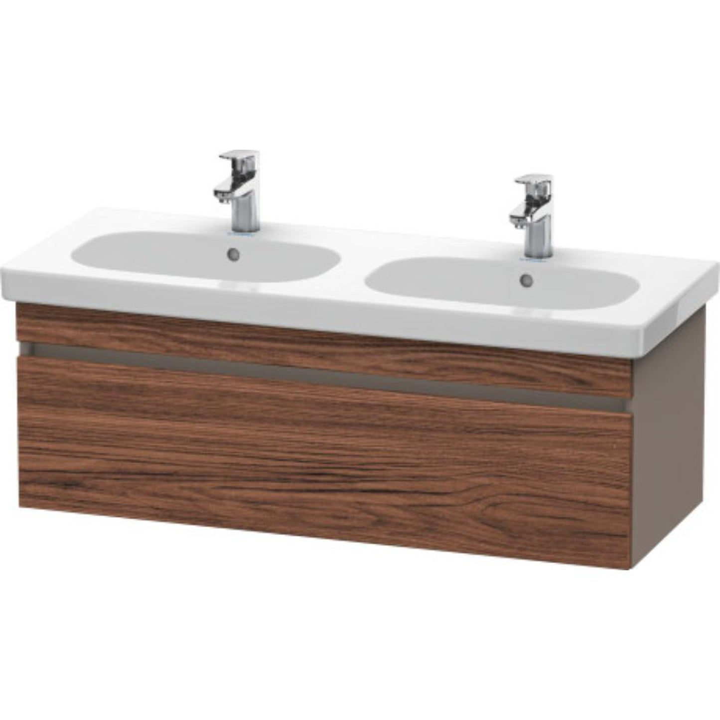 Duravit DuraStyle 45" x 16" x 18" One Drawer Wall-Mount Vanity Unit in Walnut Dark and Basalt (DS638602143)