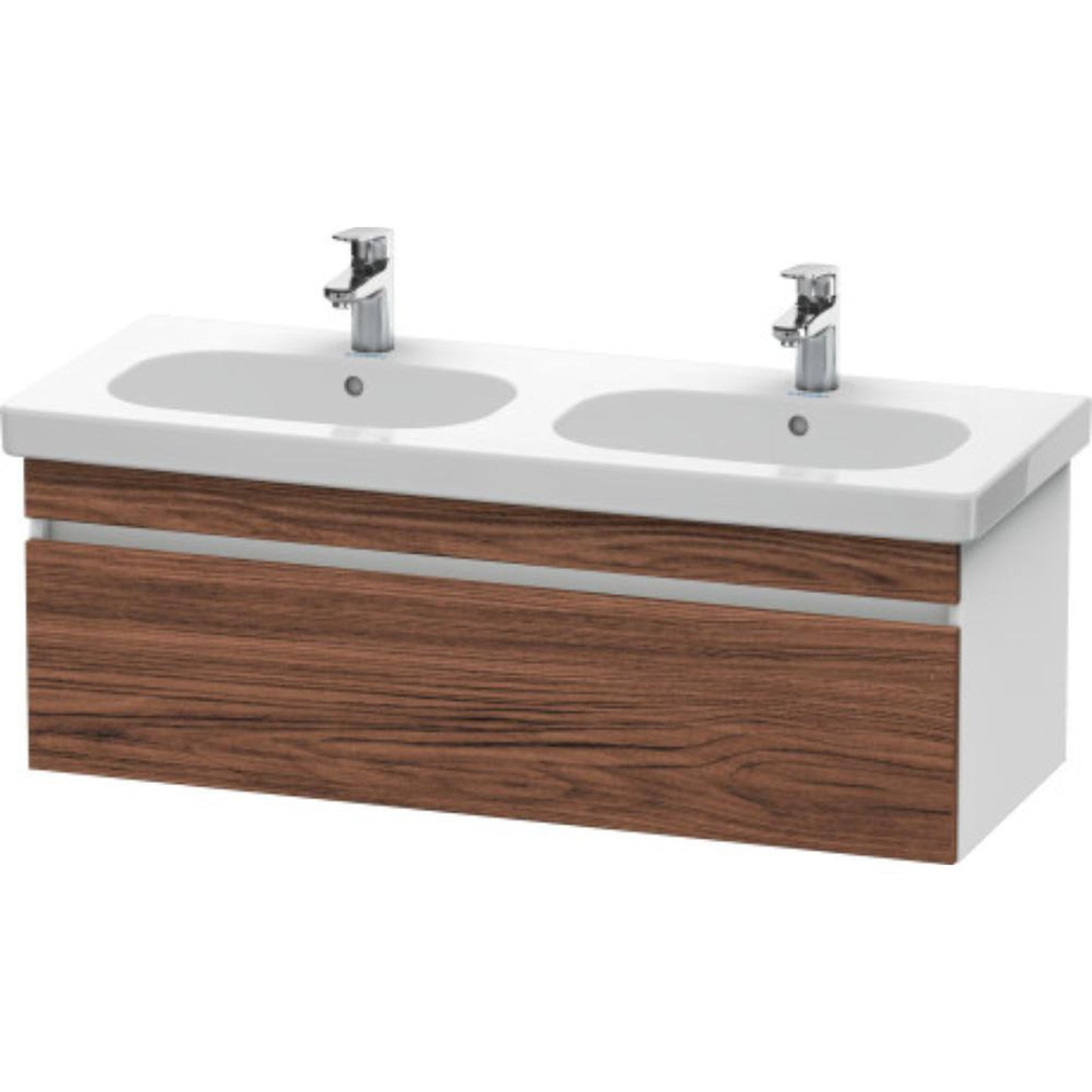 Duravit DuraStyle 45" x 16" x 18" One Drawer Wall-Mount Vanity Unit in Walnut Dark and White (DS638602118)