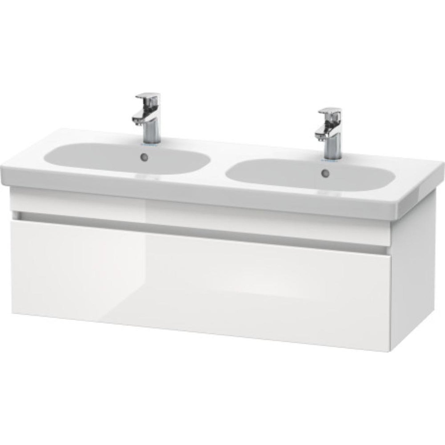 Duravit DuraStyle 45" x 16" x 18" One Drawer Wall-Mount Vanity Unit in White High Gloss and White Matt (DS638602218)