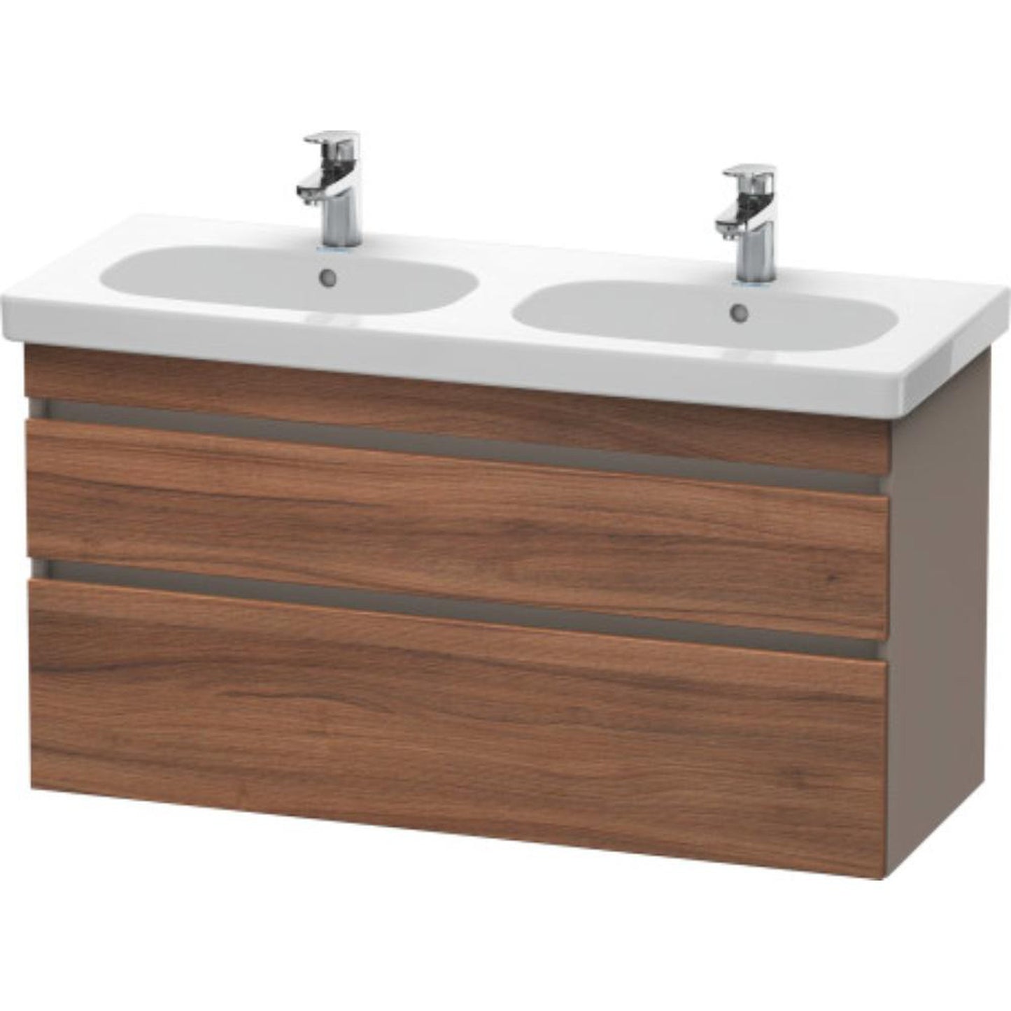 Duravit DuraStyle 45" x 24" x 18" Two Drawer Wall-Mount Vanity Unit in Natural Walnut and Basalt (DS648607943)