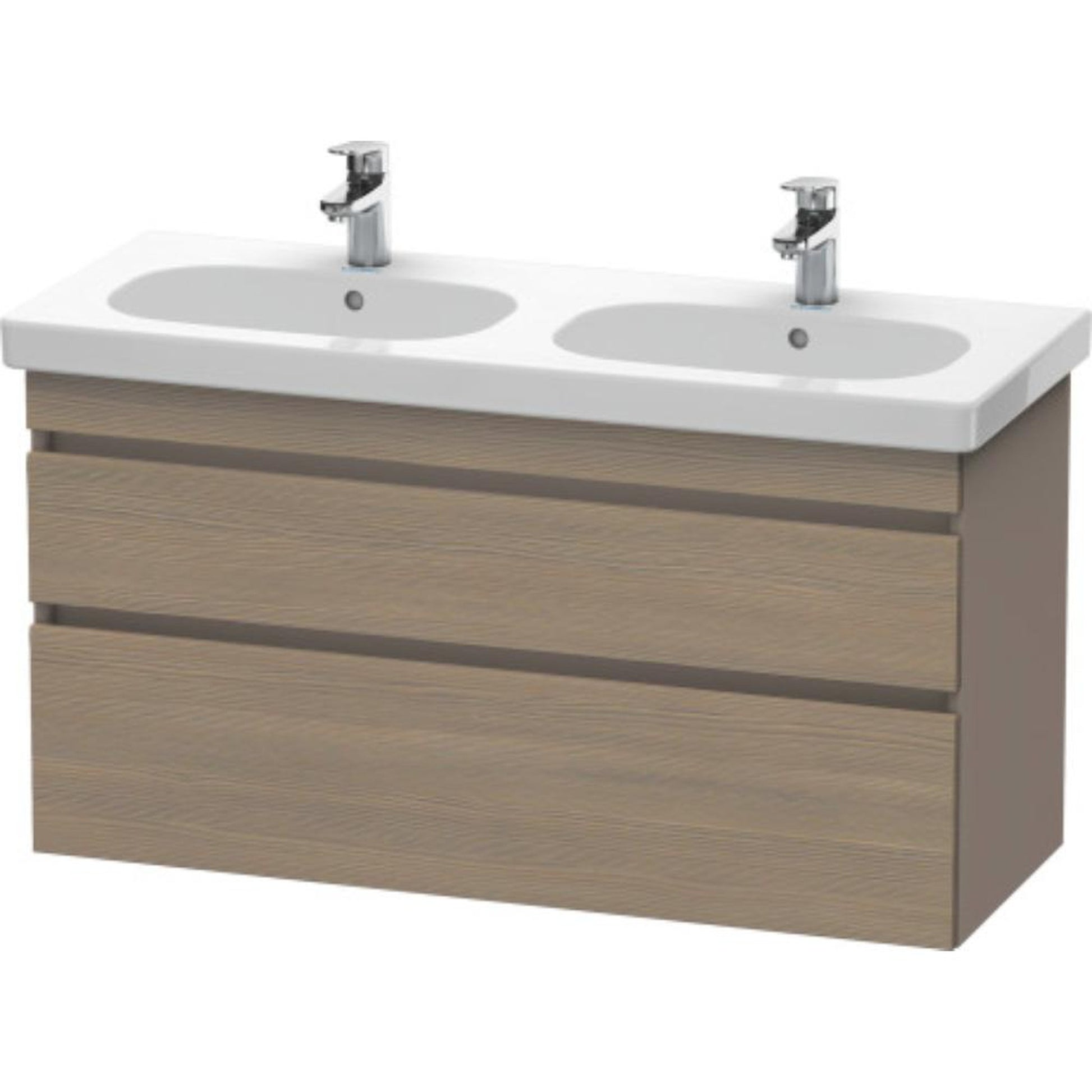 Duravit DuraStyle 45" x 24" x 18" Two Drawer Wall-Mount Vanity Unit in Oak Terra and Basalt (DS648603543)