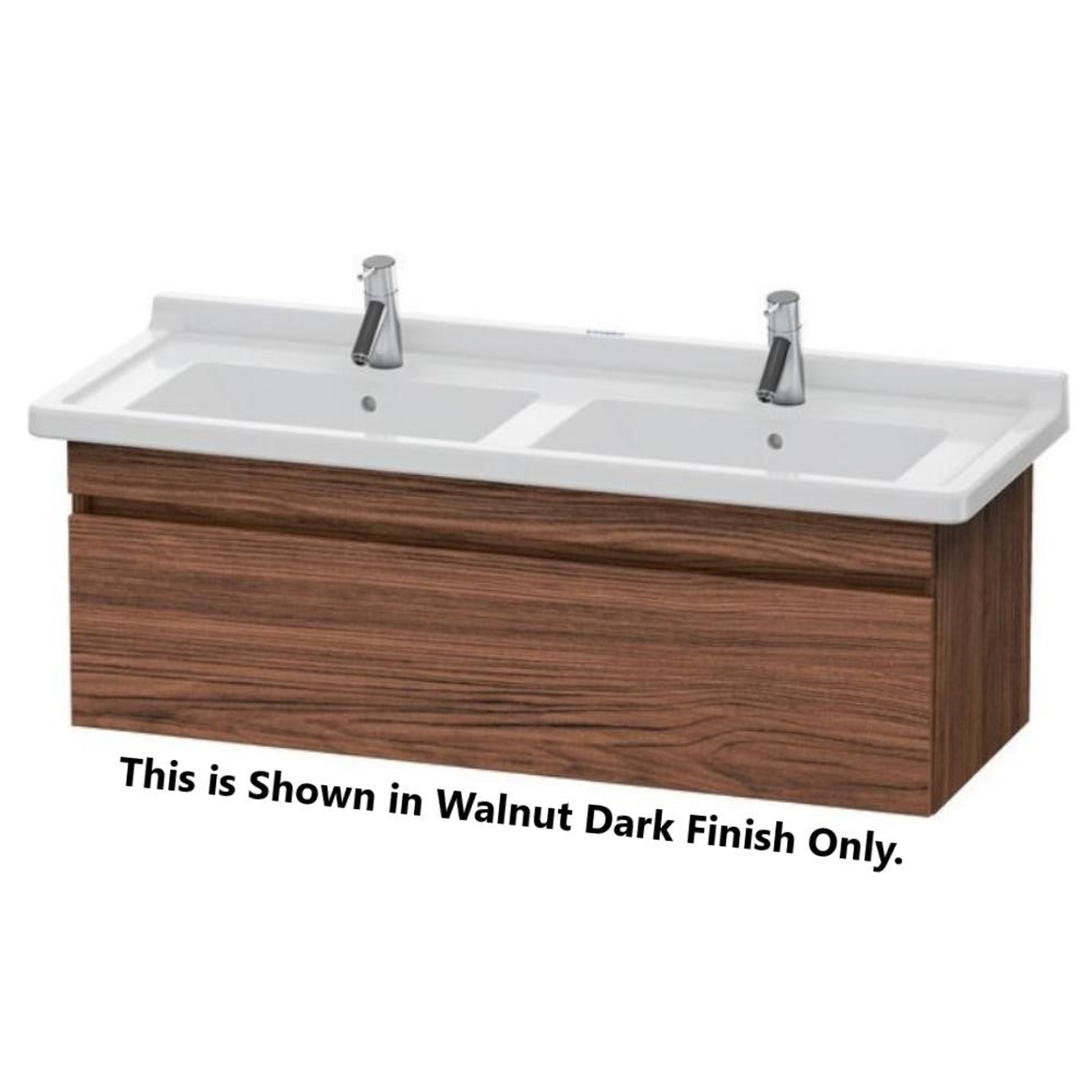 Duravit DuraStyle 47" x 16" x 18" One Drawer Wall-Mount Vanity Unit in Walnut Dark and Basalt (DS639002143)