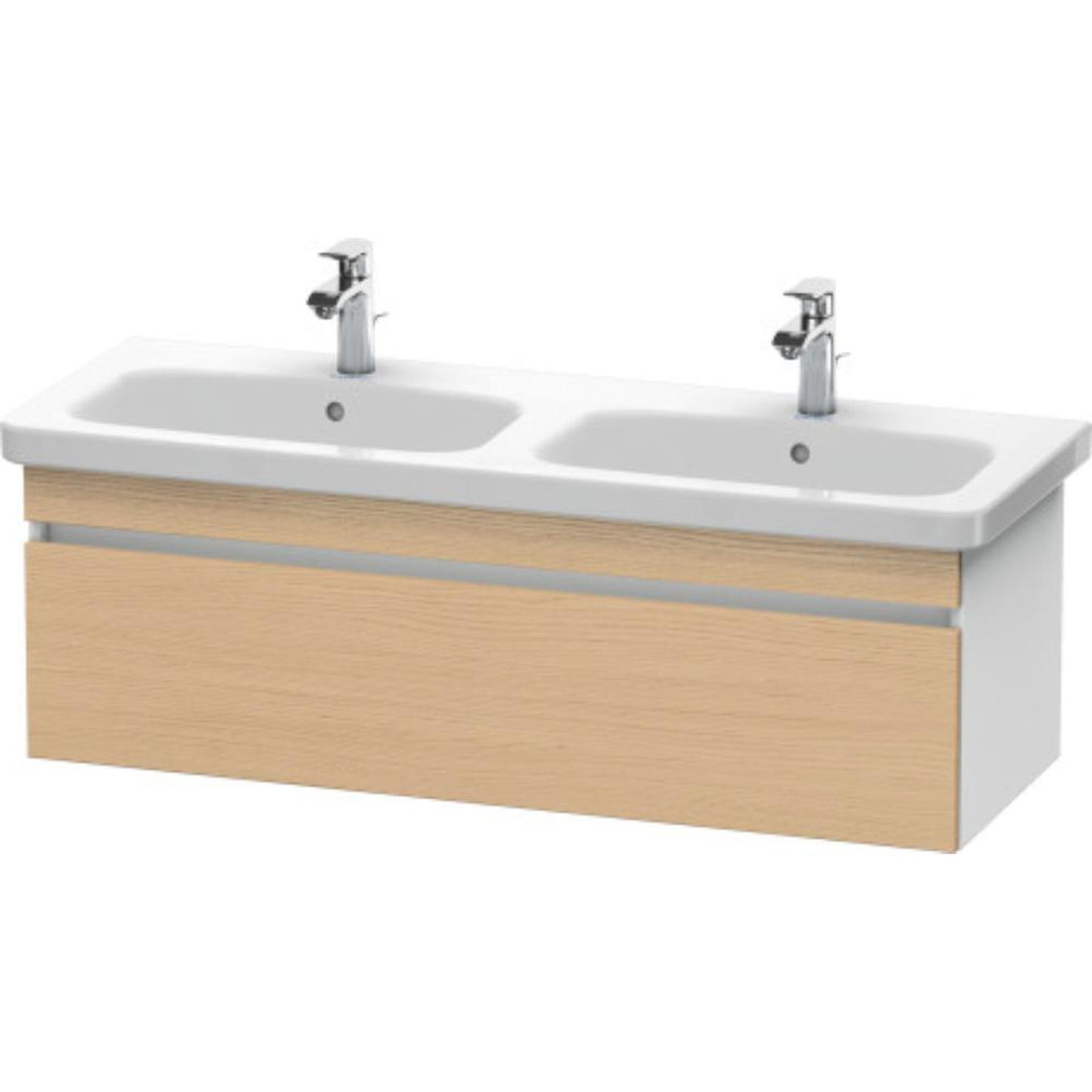 Duravit DuraStyle 48" x 16" x 18" One Drawer Wall-Mount Vanity Unit in Natural Oak and White (DS639803018)
