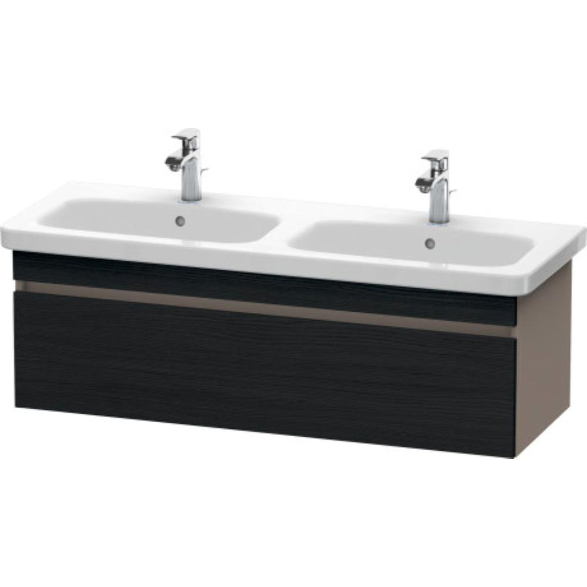 Duravit DuraStyle 48" x 16" x 18" One Drawer Wall-Mount Vanity Unit in Oak Black and Basalt (DS639801643)