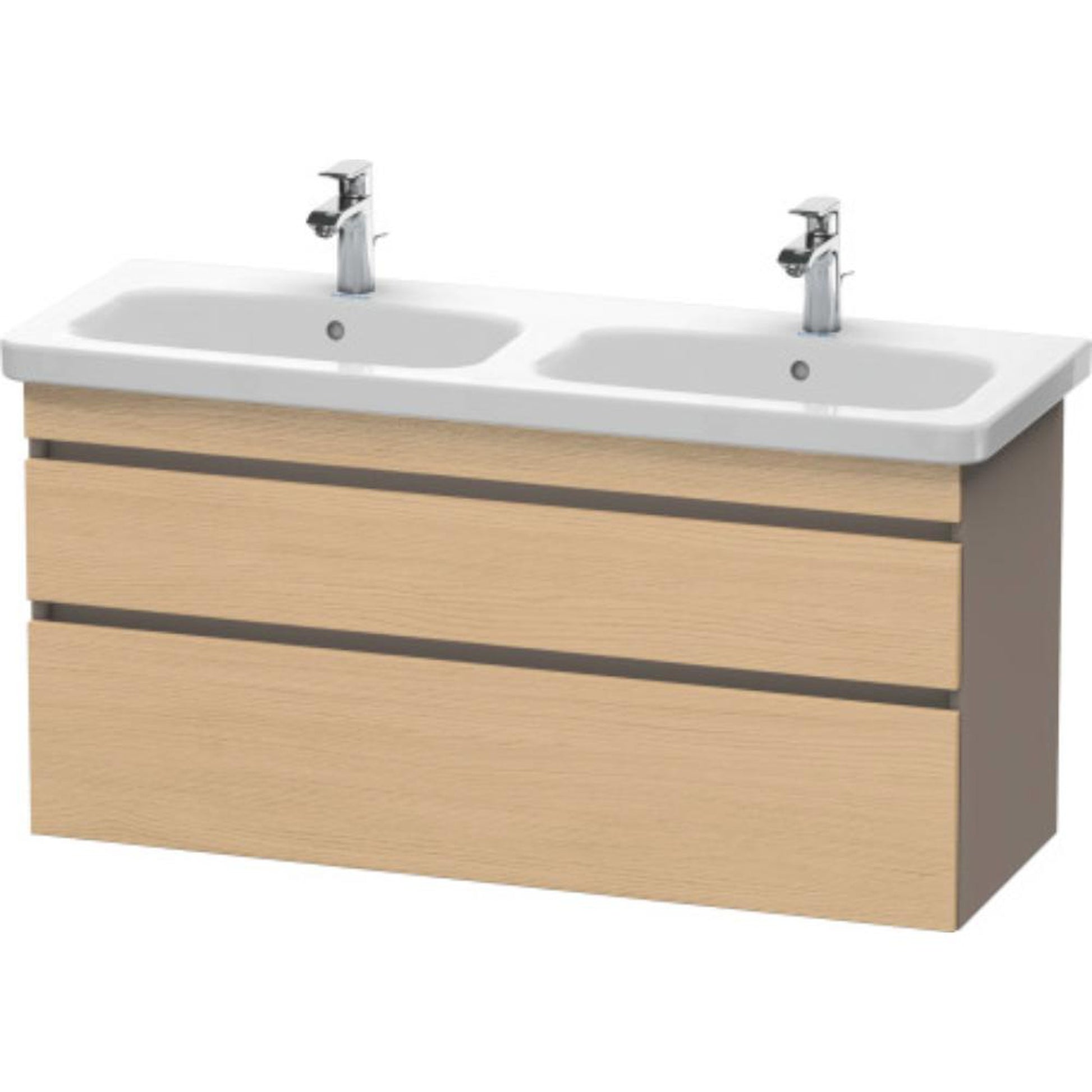 Duravit DuraStyle 48" x 24" x 18" Two Drawer Wall-Mount Vanity Unit in Natural Oak and Basalt (DS649803043)