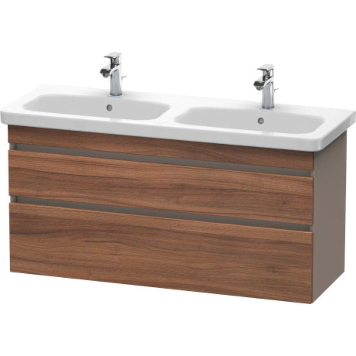Duravit DuraStyle 48" x 24" x 18" Two Drawer Wall-Mount Vanity Unit in Natural Walnut and Basalt (DS649807943)