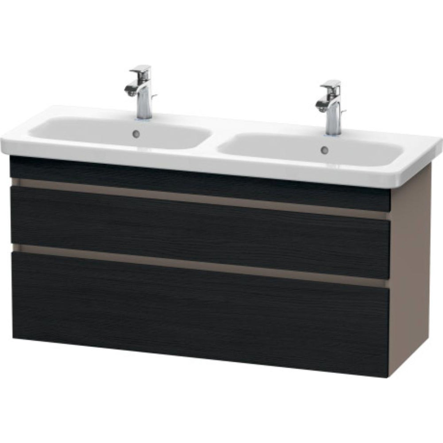 Duravit DuraStyle 48" x 24" x 18" Two Drawer Wall-Mount Vanity Unit in Oak Black and Basalt (DS649801643)
