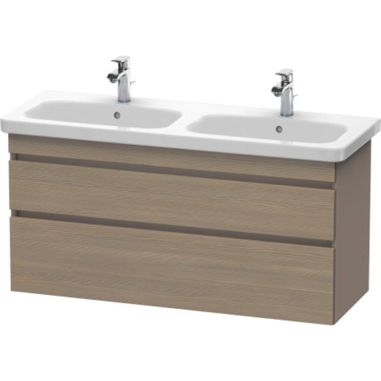 Duravit DuraStyle 48" x 24" x 18" Two Drawer Wall-Mount Vanity Unit in Oak Terra and Basalt (DS649803543)