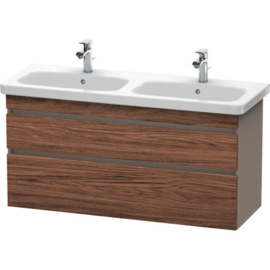 Duravit DuraStyle 48" x 24" x 18" Two Drawer Wall-Mount Vanity Unit in Walnut Dark and Basalt (DS649802143)