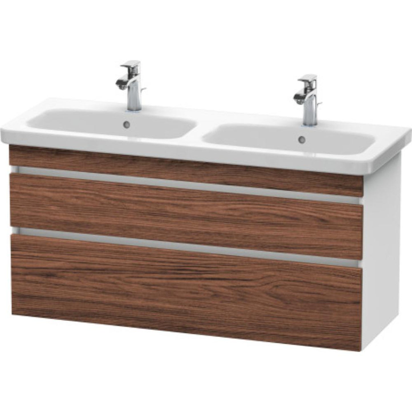 Duravit DuraStyle 48" x 24" x 18" Two Drawer Wall-Mount Vanity Unit in Walnut Dark and White (DS649802118)