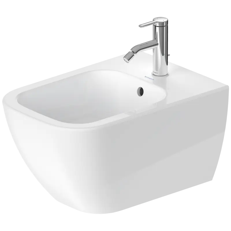 Duravit Happy D.2 14" x 21" x 11" White Wall-Mounted Bidet With WonderGliss (22581500001)