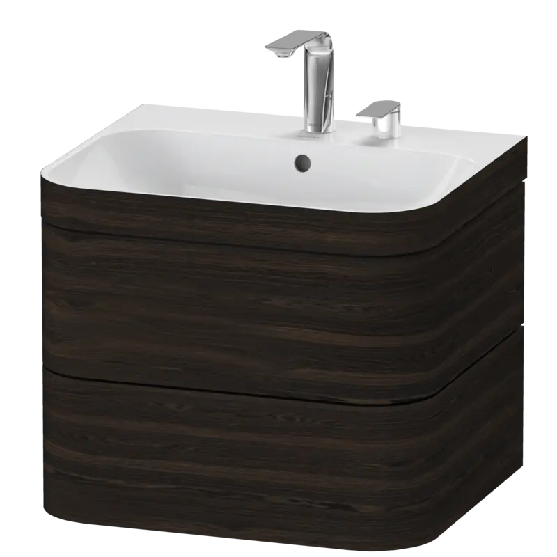 Duravit Happy D.2 23" x 19" x 19" Brushed Walnut Two Drawer C-Bonded Wall-Mount Vanity Kit (HP4635E6969)