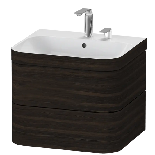 Duravit Happy D.2 23" x 19" x 19" Brushed Walnut Two Drawer C-Bonded Wall-Mount Vanity Kit (HP4635E6969)