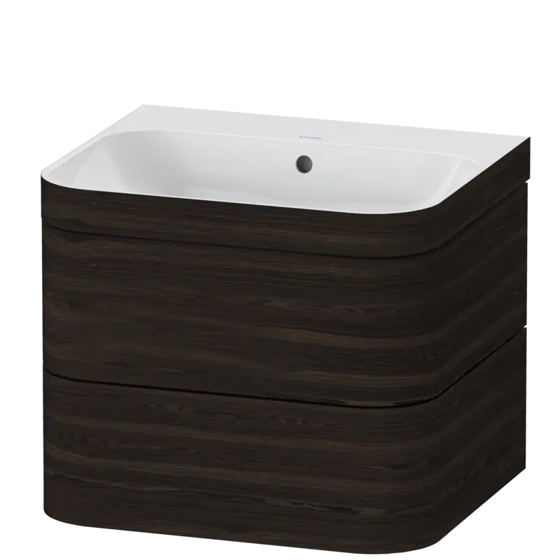 Duravit Happy D.2 23" x 19" x 19" Brushed Walnut Two Drawer C-Bonded Wall-Mount Vanity Kit (HP4635N6969)