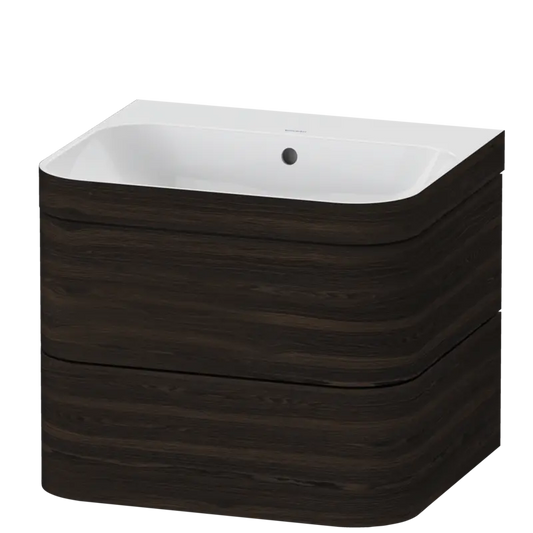 Duravit Happy D.2 23" x 19" x 19" Brushed Walnut Two Drawer C-Bonded Wall-Mount Vanity Kit (HP4635N6969)