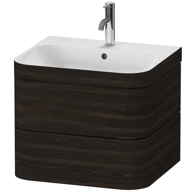 Duravit Happy D.2 23" x 19" x 19" Brushed Walnut Two Drawer C-Bonded Wall-Mount Vanity Kit (HP4635O6969)