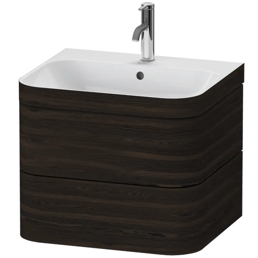 Duravit Happy D.2 23" x 19" x 19" Brushed Walnut Two Drawer C-Bonded Wall-Mount Vanity Kit (HP4635O6969)