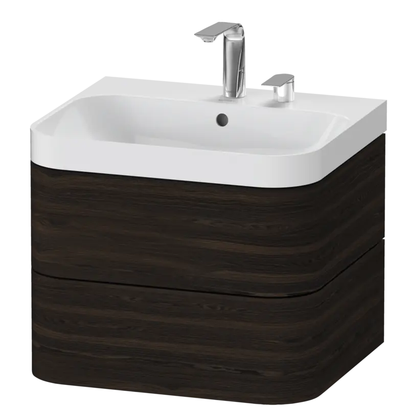 Duravit Happy D.2 23" x 19" x 19" Brushed Walnut Two Drawer C-Shaped Wall-Mount Vanity Kit (HP4345E6969)