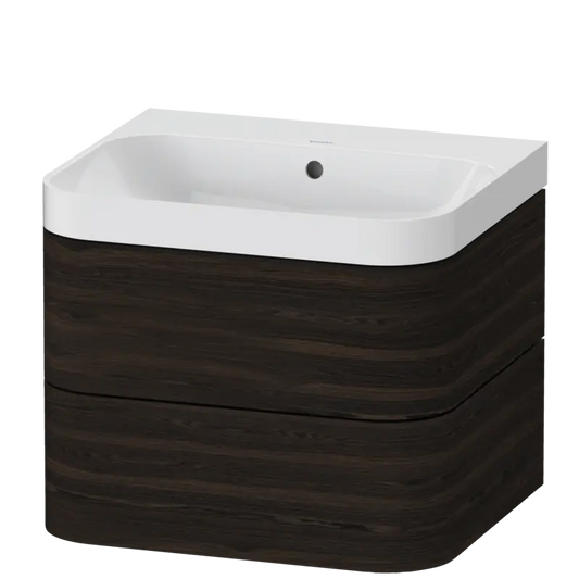 Duravit Happy D.2 23" x 19" x 19" Brushed Walnut Two Drawer C-Shaped Wall-Mount Vanity Kit (HP4345N6969)
