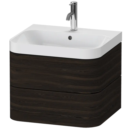 Duravit Happy D.2 23" x 19" x 19" Brushed Walnut Two Drawer C-Shaped Wall-Mount Vanity Kit (HP4345O6969)