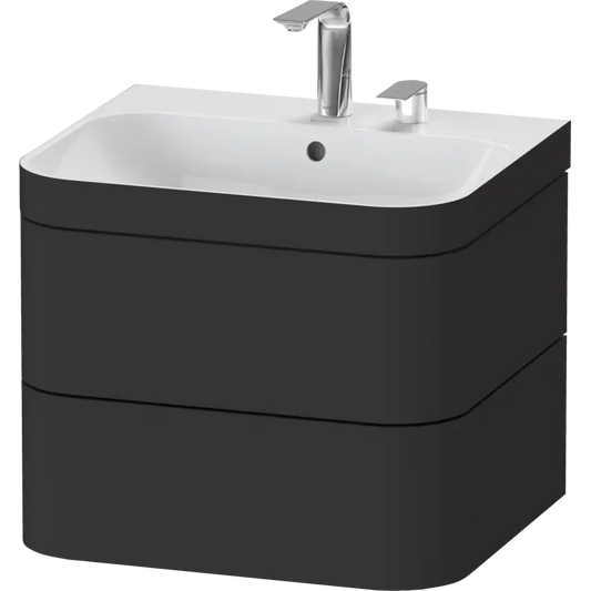 Duravit Happy D.2 23" x 19" x 19" Graphite Two Drawer C-Bonded Wall-Mount Vanity Kit (HP4635E8080)