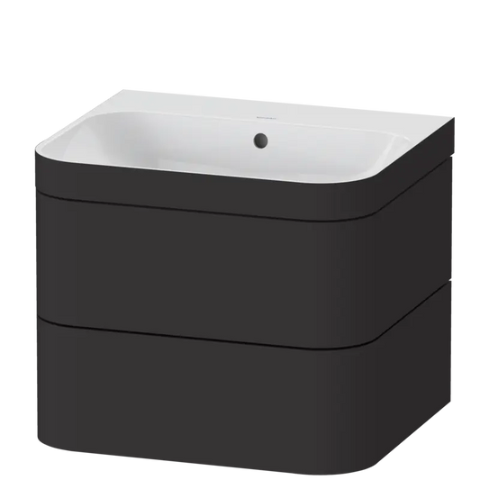 Duravit Happy D.2 23" x 19" x 19" Graphite Two Drawer C-Bonded Wall-Mount Vanity Kit (HP4635N8080)