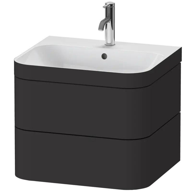 Duravit Happy D.2 23" x 19" x 19" Graphite Two Drawer C-Bonded Wall-Mount Vanity Kit (HP4635O8080)