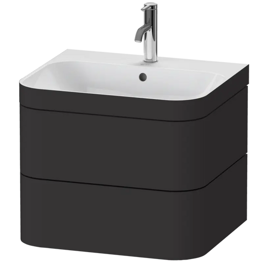 Duravit Happy D.2 23" x 19" x 19" Graphite Two Drawer C-Bonded Wall-Mount Vanity Kit (HP4635O8080)