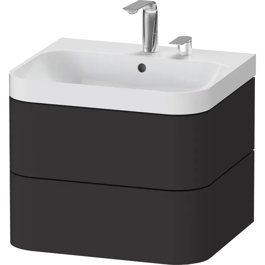 Duravit Happy D.2 23" x 19" x 19" Graphite Two Drawer C-Shaped Wall-Mount Vanity Kit (HP4345E8080)