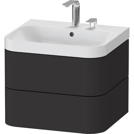 Duravit Happy D.2 23" x 19" x 19" Graphite Two Drawer C-Shaped Wall-Mount Vanity Kit (HP4345E8080)