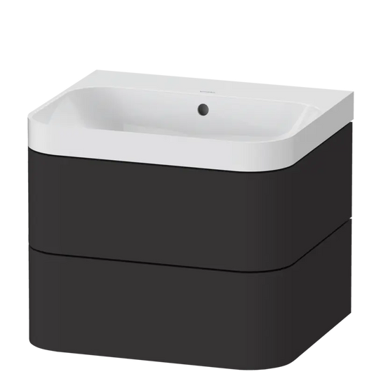 Duravit Happy D.2 23" x 19" x 19" Graphite Two Drawer C-Shaped Wall-Mount Vanity Kit (HP4345N8080)