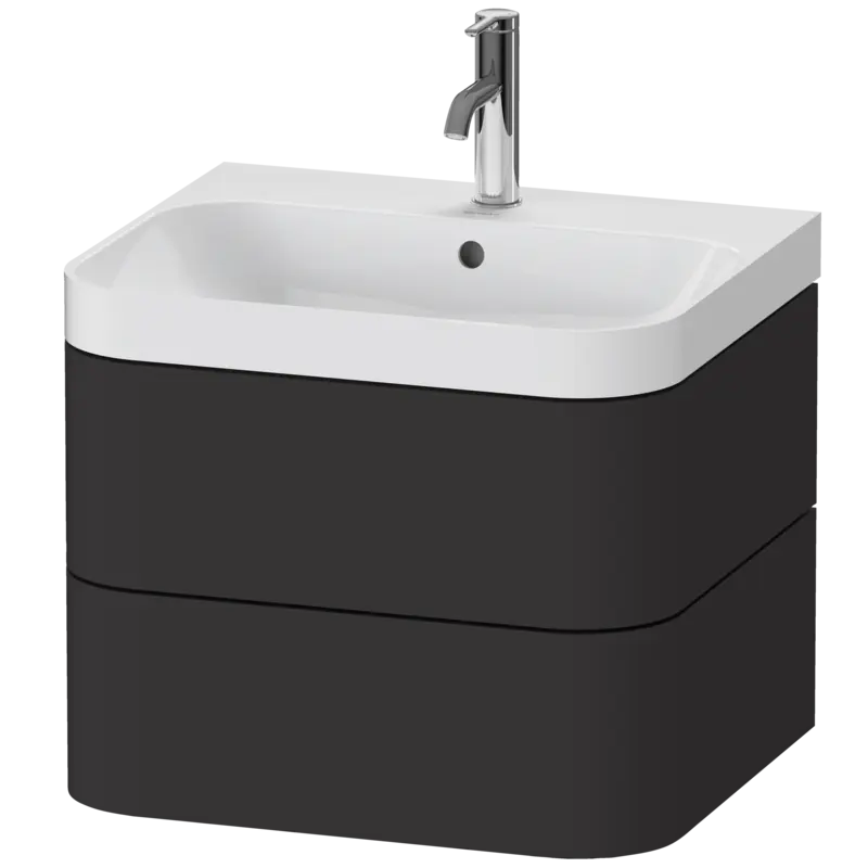 Duravit Happy D.2 23" x 19" x 19" Graphite Two Drawer C-Shaped Wall-Mount Vanity Kit (HP4345O8080)