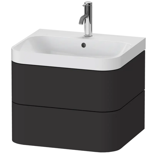 Duravit Happy D.2 23" x 19" x 19" Graphite Two Drawer C-Shaped Wall-Mount Vanity Kit (HP4345O8080)
