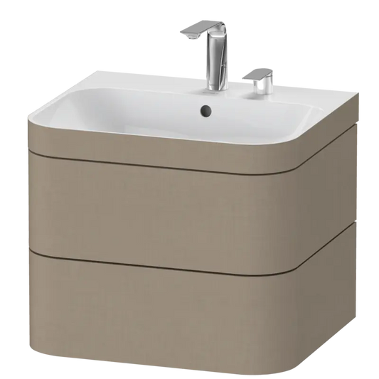 Duravit Happy D.2 23" x 19" x 19" Linen Two Drawer C-Bonded Wall-Mount Vanity Kit (HP4635E7575)
