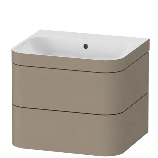 Duravit Happy D.2 23" x 19" x 19" Linen Two Drawer C-Bonded Wall-Mount Vanity Kit (HP4635N7575)