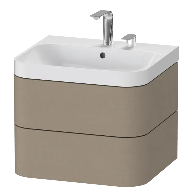 Duravit Happy D.2 23" x 19" x 19" Linen Two Drawer C-Shaped Wall-Mount Vanity Kit (HP4345E7575)