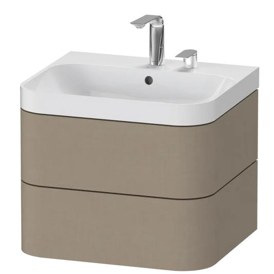Duravit Happy D.2 23" x 19" x 19" Linen Two Drawer C-Shaped Wall-Mount Vanity Kit (HP4345E7575)