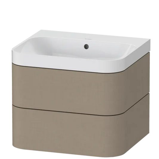 Duravit Happy D.2 23" x 19" x 19" Linen Two Drawer C-Shaped Wall-Mount Vanity Kit (HP4345N7575)