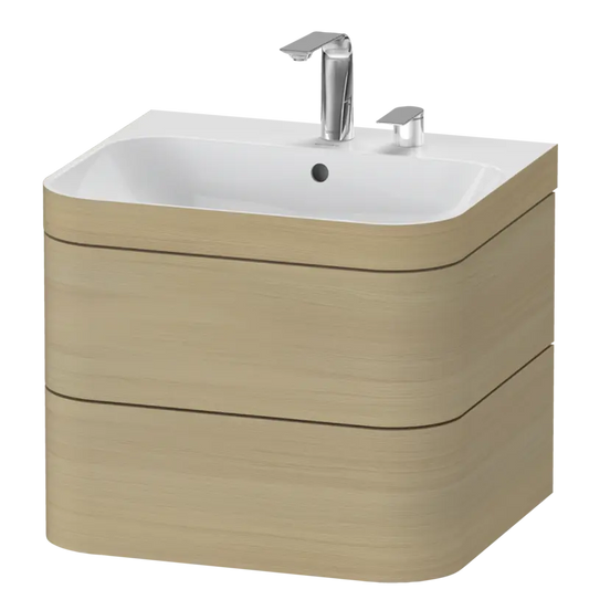 Duravit Happy D.2 23" x 19" x 19" Mediterranean Oak Two Drawer C-Bonded Wall-Mount Vanity Kit (HP4635E7171)