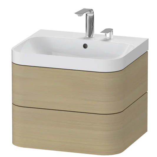 Duravit Happy D.2 23" x 19" x 19" Mediterranean Oak Two Drawer C-Shaped Wall-Mount Vanity Kit (HP4345E7171)