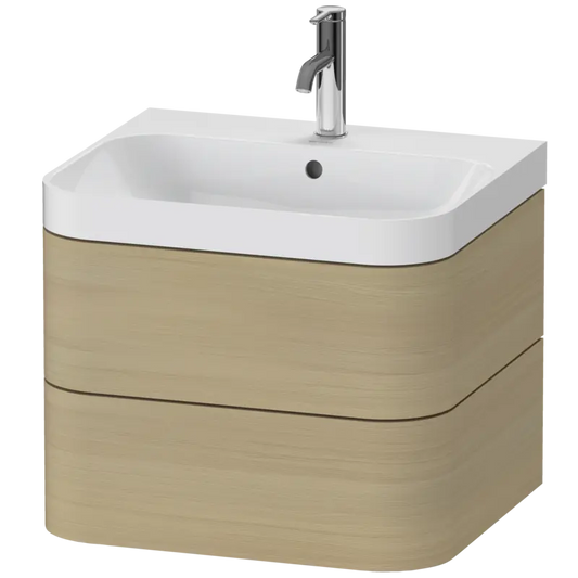 Duravit Happy D.2 23" x 19" x 19" Mediterranean Oak Two Drawer C-Shaped Wall-Mount Vanity Kit (HP4345O7171)