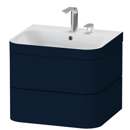 Duravit Happy D.2 23" x 19" x 19" Midnight Blue Two Drawer C-Bonded Wall-Mount Vanity Kit (HP4635E9898)