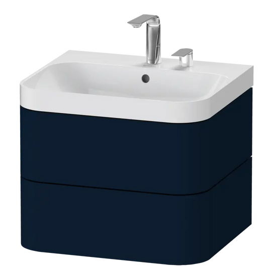 Duravit Happy D.2 23" x 19" x 19" Midnight Blue Two Drawer C-Shaped Wall-Mount Vanity Kit (HP4345E9898)