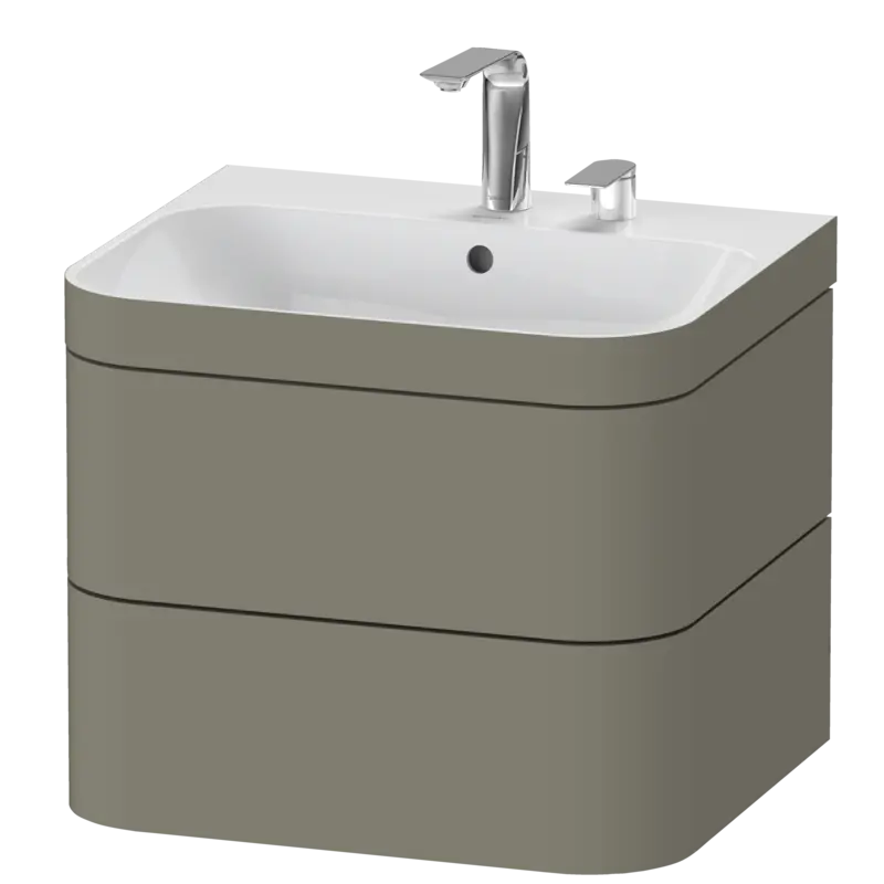 Duravit Happy D.2 23" x 19" x 19" Stone Gray Two Drawer C-Bonded Wall-Mount Vanity Kit (HP4635E9292)
