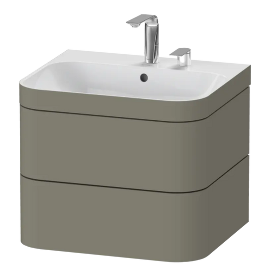Duravit Happy D.2 23" x 19" x 19" Stone Gray Two Drawer C-Bonded Wall-Mount Vanity Kit (HP4635E9292)