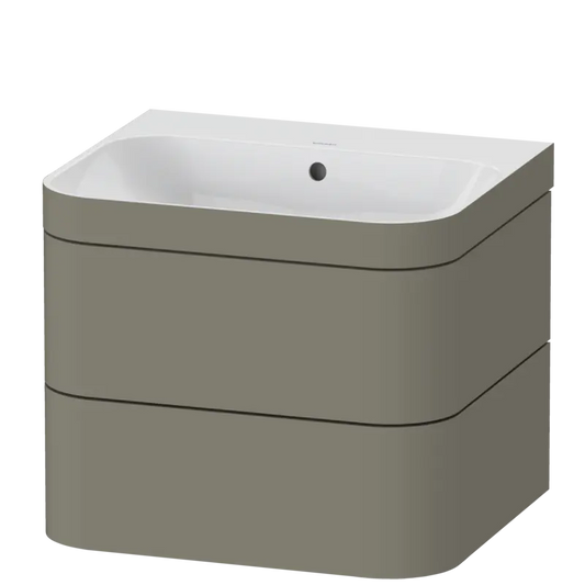 Duravit Happy D.2 23" x 19" x 19" Stone Gray Two Drawer C-Bonded Wall-Mount Vanity Kit (HP4635N9292)
