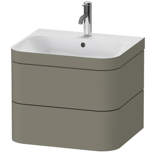 Duravit Happy D.2 23" x 19" x 19" Stone Gray Two Drawer C-Bonded Wall-Mount Vanity Kit (HP4635O9292)
