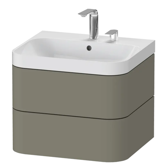 Duravit Happy D.2 23" x 19" x 19" Stone Gray Two Drawer C-Shaped Wall-Mount Vanity Kit (HP4345E9292)