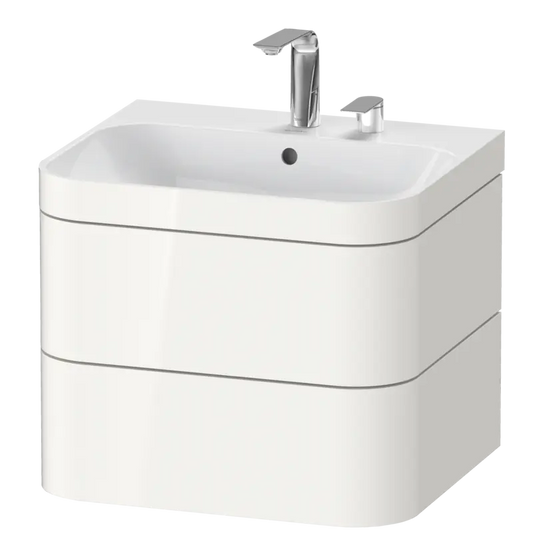 Duravit Happy D.2 23" x 19" x 19" White High Gloss Two Drawer C-Bonded Wall-Mount Vanity Kit (HP4635E2222)